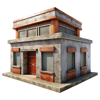 beautiful minimalist Recycled Material Building Facade Isolated genuine png