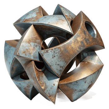 dramatic rustic Recycled Metal Sculpture Abstract Design Cutout png
