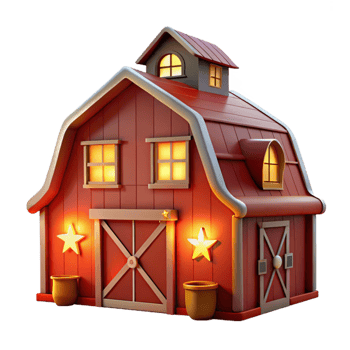magnificent contemporary Red Barn at Night Transparent Element detailed png