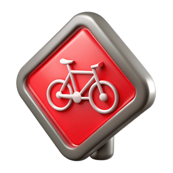 serene contemporary Red Bicycle Lane Sign Transparent Cutout Element premium png
