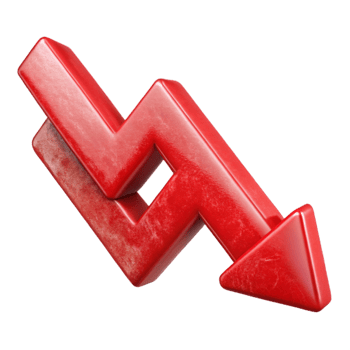impressive vintage Red Downward Arrow Graph with Transparent Background high quality png