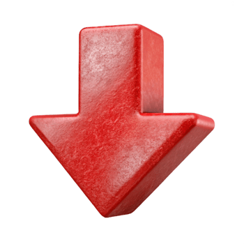 extraordinary rustic Red Downward Trend Arrow Cutout authentic png