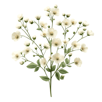 Delicate white flowers blooming on a dark background a beautiful floral arrangement, png