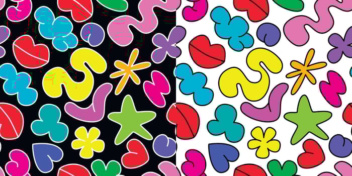 Bright playful set of seamless patterns vector