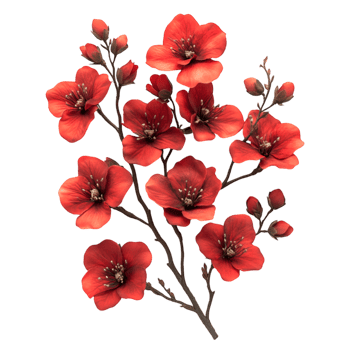 Red flowers blooming branch elegant floral design botanical beauty nature spring blossoms, png