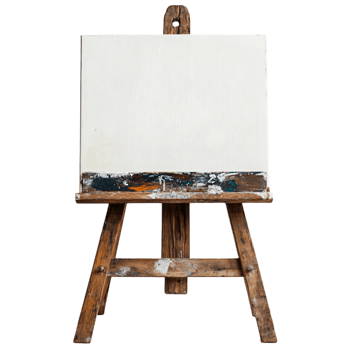 Blank canvas on rustic wooden easel art studio painting creativity png