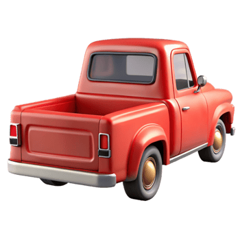 elegant rustic Red Pickup Truck Rear View Isolated png