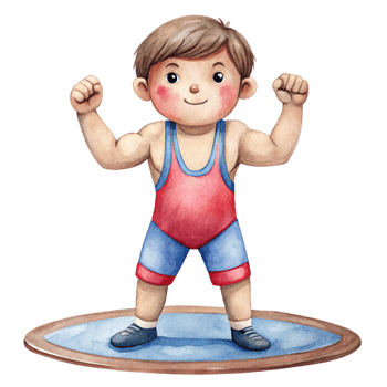 A cartoon boy in a wrestling outfit png