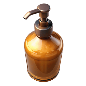 vibrant contemporary Refill Bottle Amber Glass with Pump Isolated premium png