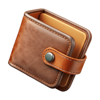 elegant artistic Refurbished Leather Wallet Open View Transparent Background premium png