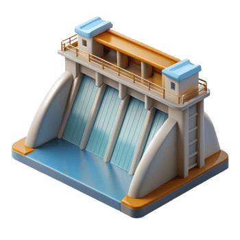 serene contemporary Renewable Energy Hydroelectric Dam Transparent Background exclusive png