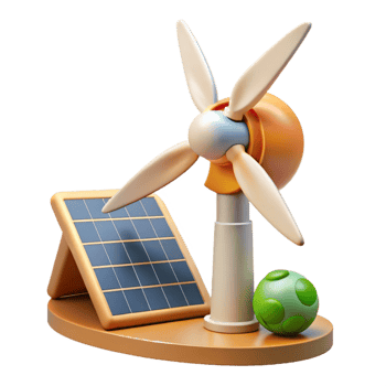vibrant minimalist Renewable Energy Icon Wind Turbine Solar Panel Cutout premium png