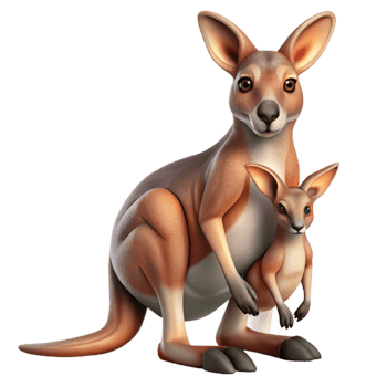stunning artistic Rescued Kangaroo with Joey Transparent detailed png