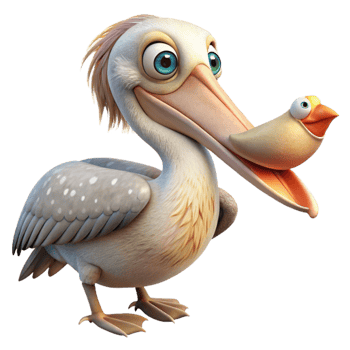 beautiful contemporary Rescued Pelican Fish in Beak Cutout authentic png