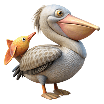 beautiful artistic Rescued Pelican with Fish Cutout Image premium png