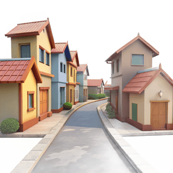 magnificent rustic Residential Street with Houses Isolated exclusive png