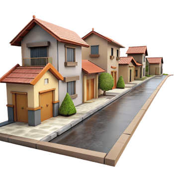 stunning contemporary Residential Street with Houses Isolated high quality png