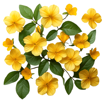 Vibrant yellow flowers blooming lush green leaves nature beauty spring blossom floral arrangement png