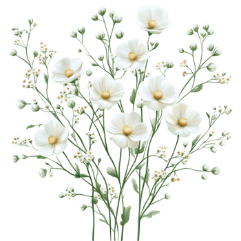 Elegant White Flower Bouquet Delicate Blooms Floral Arrangement Botanical Beauty, png