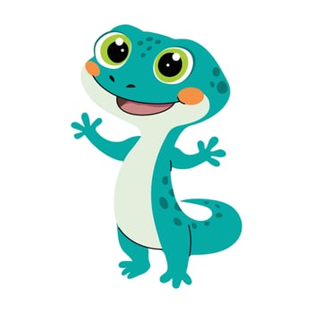 Cute cartoon lizard on a white background. vector