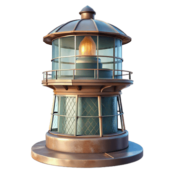 serene creative Restored Lighthouse Fresnel Lens Transparent Background high resolution png