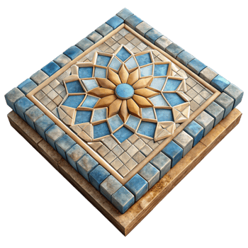 impressive abstract Restored Mosaic Floor Tile Cutout Geometric Pattern premium png