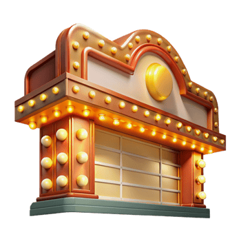 wonderful traditional Restored Theater Marquee Bright Lights Transparent Background png