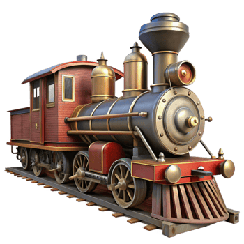 beautiful artistic Restored Train Locomotive Steam Engine Transparent Background genuine png