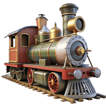 wonderful minimalist Restored Train Locomotive Steam Engine Transparent Background high resolution png