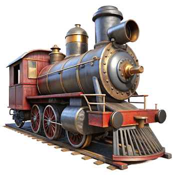 vibrant minimalist Restored Train Locomotive Steam Engine Transparent Background original png