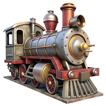 vibrant artistic Restored Train Locomotive Steam Engine Transparent Background authentic png