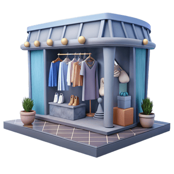 magnificent minimalist Retail Store with Clothing Displays on Transparent Background genuine png