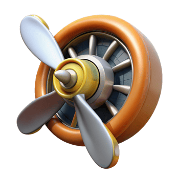 dramatic minimalist Retro Airplane Propeller Spinning Transparent Background genuine png