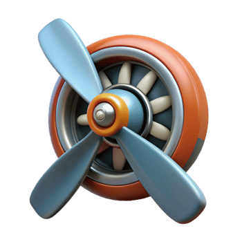 beautiful rustic Retro Airplane Propeller Spinning Transparent Background png