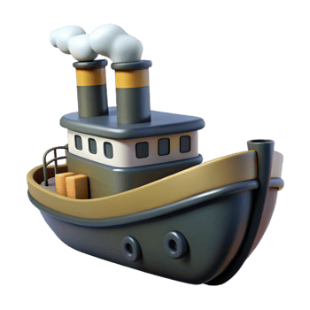 impressive contemporary Retro Steamship Silhouette with Smoke Plume Cutout Element high resolution png