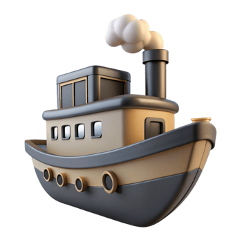 magnificent classic Retro Steamship Silhouette with Smoke Plume Cutout Element original png