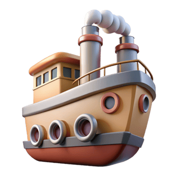 vibrant creative Retro Steamship with Smoke Stack Cutout Element genuine png
