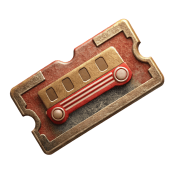 elegant classic Retro Train Ticket with Destination Stamp Transparent Background png