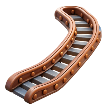 extraordinary rustic Retro Train Tracks Curving View Cutout Element png