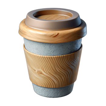 beautiful modern Reusable Coffee Cup Bamboo Lid Transparent Background authentic png