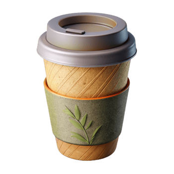 stunning artistic Reusable Coffee Cup Bamboo Lid Transparent Background authentic png