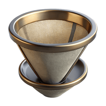 serene artistic Reusable Coffee Filter Metal Mesh Transparent Background detailed png