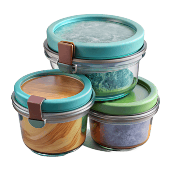beautiful creative Reusable Food Containers Glass with Lids Transparent Background png