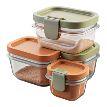 vibrant modern Reusable Food Containers Set Glass Clear Cutout png