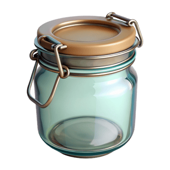 extraordinary minimalist Reusable Glass Jar with Metal Lid Transparent Background high quality png