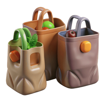 beautiful minimalist Reusable Grocery Bags Set Isolated Cutout original png