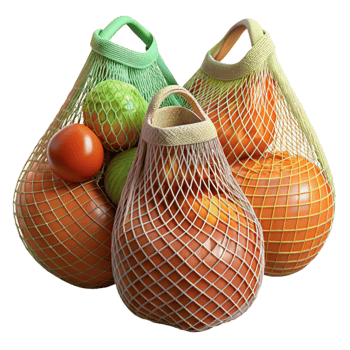 elegant rustic Reusable Produce Bags Mesh Cotton Isolated professional png