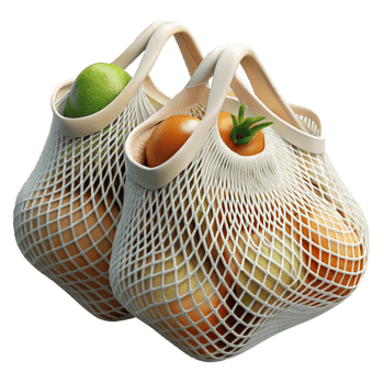serene modern Reusable Produce Bags Mesh Cotton Isolated authentic png