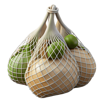 serene abstract Reusable Produce Bags with Mesh Design Isolated professional png