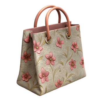 impressive traditional Reusable Shopping Bag with Floral Print Isolated png